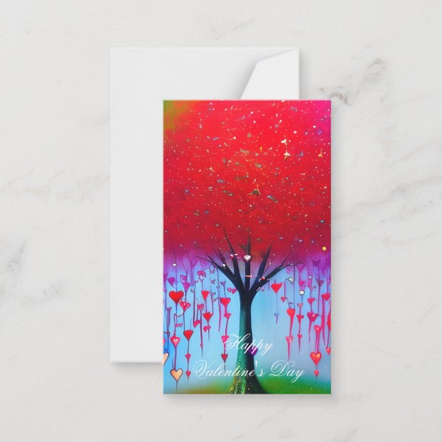 Tarjeta Pequeña Corazón de goteo árbol niños valentina (Anverso)