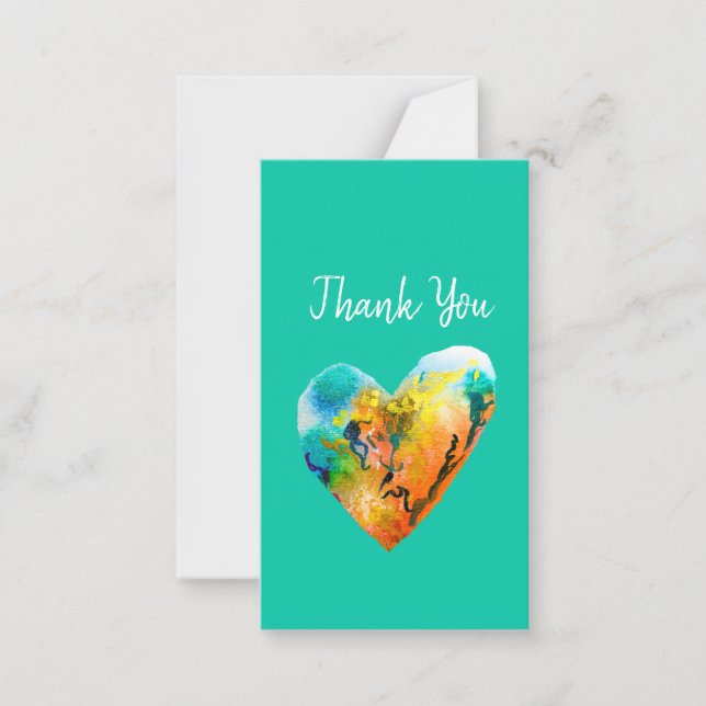 Tarjeta Pequeña Corazón de graffiti arte de acuarela (Anverso)