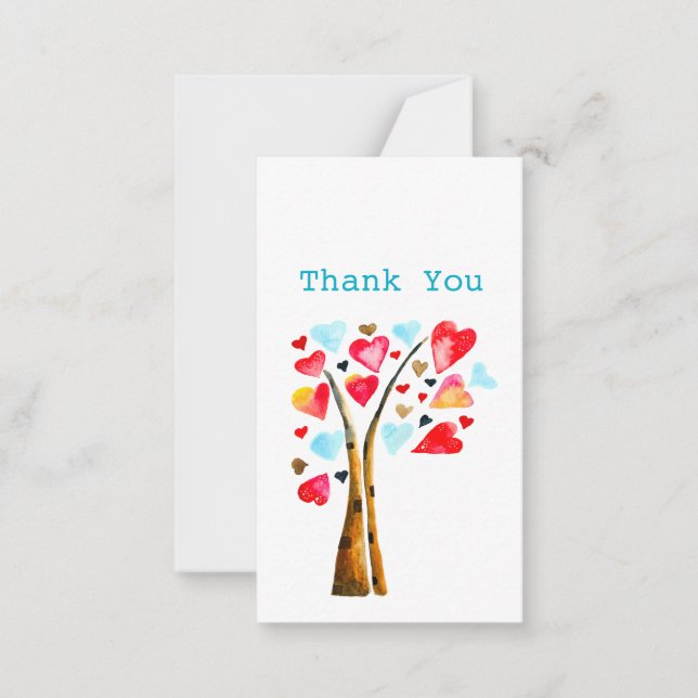 Tarjeta Pequeña Corazón de valentinas acuarela arte (Anverso)