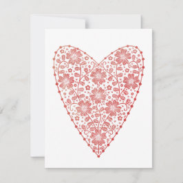 Tarjeta Pequeña Corazón Escandinavo Blanco Rojo San Valentín