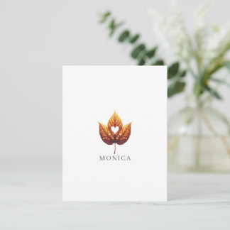 Tarjeta Pequeña Corazón Hoja Minimalista Naranja Personalizado