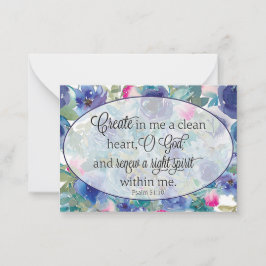 Tarjeta Pequeña Corazón limpio floral azul y rosa