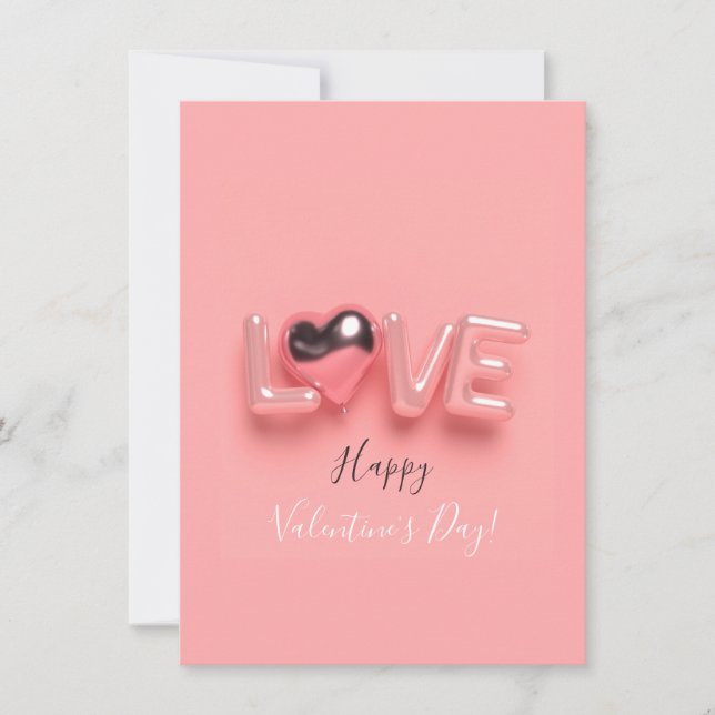 TARJETA PEQUEÑA CORAZÓN MODERNO ROSA DÍA DE SAN VALENTÍN (Anverso)