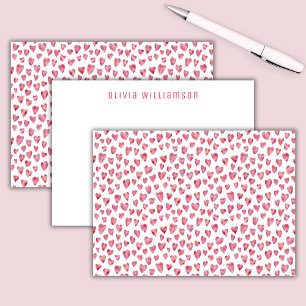 Tarjeta Pequeña Corazón Personalizado con Patrón de Acuarela Rosa 