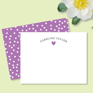Tarjeta Pequeña Corazón Púrpura Lavanda y Lunares Dulce Chica