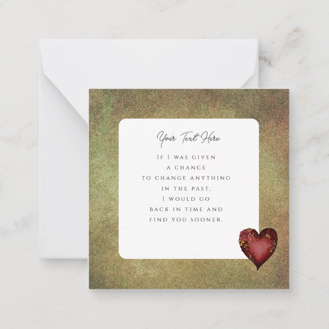 Tarjeta Pequeña Corazón Rojo Con Rosas Editable (Reverso)