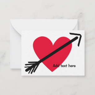Tarjeta Pequeña Corazón rojo personalizado con El día de San Valen