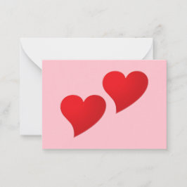 Tarjeta Pequeña Corazón rojo rosado lindo pareja minimalista moder