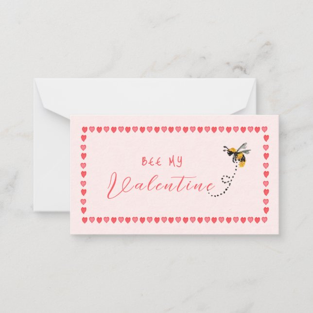Tarjeta Pequeña Corazón rosa Abeja Mi Pequeño San Valentín  (Anverso)