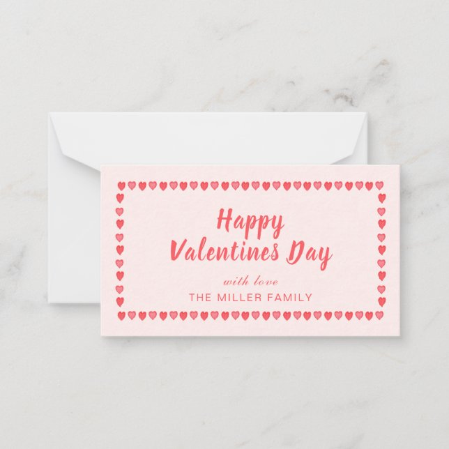 Tarjeta Pequeña Corazón rosa Día de San Valentín mini  (Anverso)