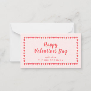 Tarjeta Pequeña Corazón rosa Día de San Valentín mini