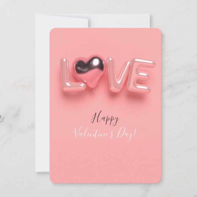 TARJETA PEQUEÑA  CORAZÓN ROSA MODERNO DÍA DE SAN VALENTÍN   (Anverso)