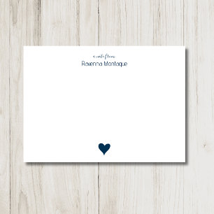 Tarjeta Pequeña Corazón simple azul prusiano con nombre personaliz