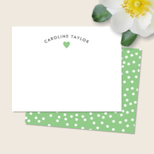 Tarjeta Pequeña Corazón Verde Lima y Lunares Dulce Femenino
