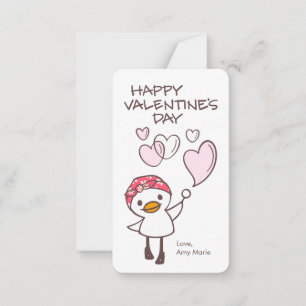 Tarjeta Pequeña Corazones de burbujas de pato de aula de niños San