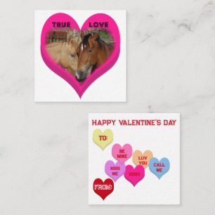 Tarjeta Pequeña Corazones de Conversación de Caballos de Amor Verd