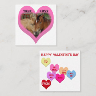 Tarjeta Pequeña Corazones de Conversación de Caballos de Amor Verd