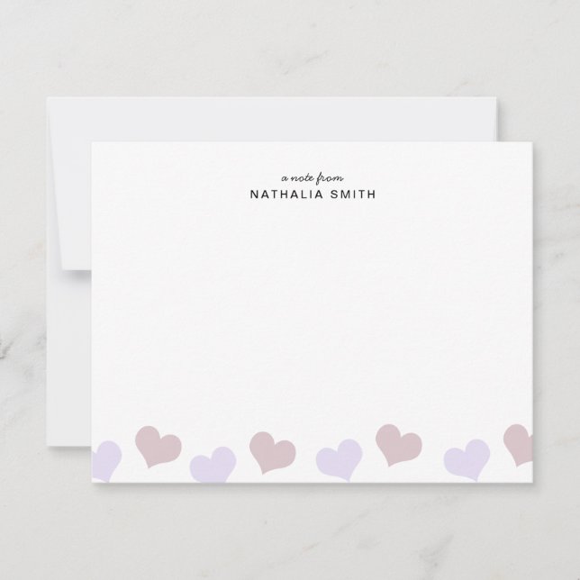 Tarjeta Pequeña Corazones de lavanda rosa pequeños lindos  Papeler (Anverso)