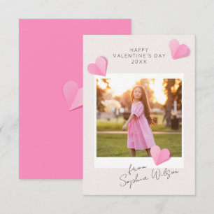 Tarjeta Pequeña Corazones de papel rosa Foto Amor Feliz día de San