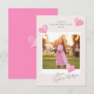 Tarjeta Pequeña Corazones de papel rosa Foto Amor Feliz día de San