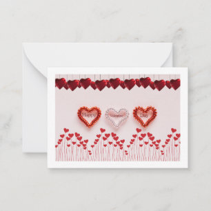 Tarjeta Pequeña Corazones de primavera metálicos modernos día de S