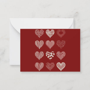 Tarjeta Pequeña Corazones Día de San Valentín Nueve Corazones Amor