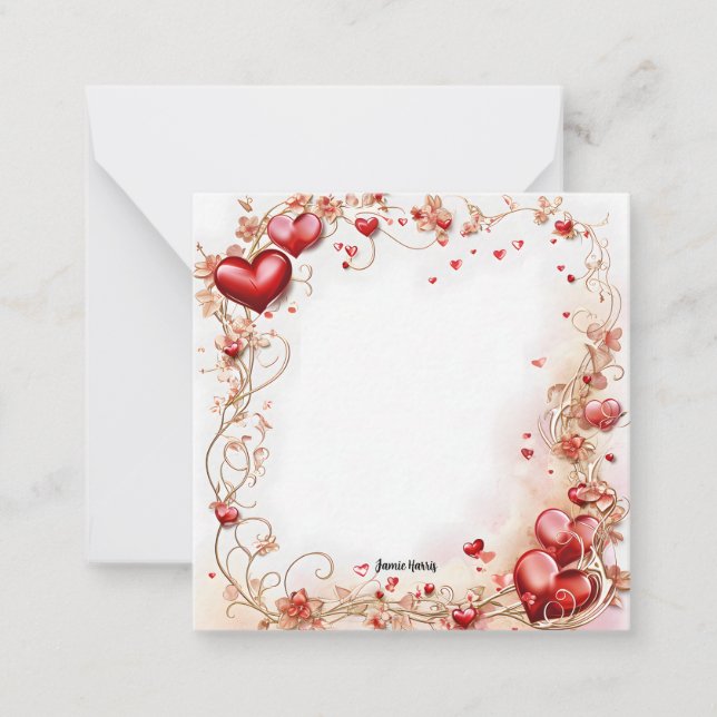 Tarjeta Pequeña Corazones Rojos (Anverso)