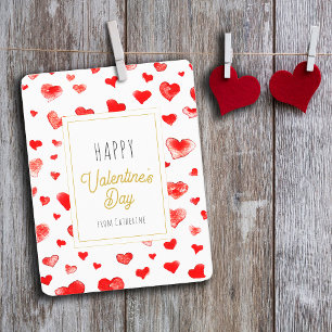 Tarjeta Pequeña Corazones rojos felices Día de San Valentín