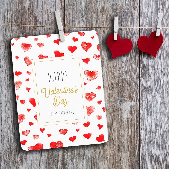 Tarjeta Pequeña Corazones rojos felices Día de San Valentín (Subido por el creador)