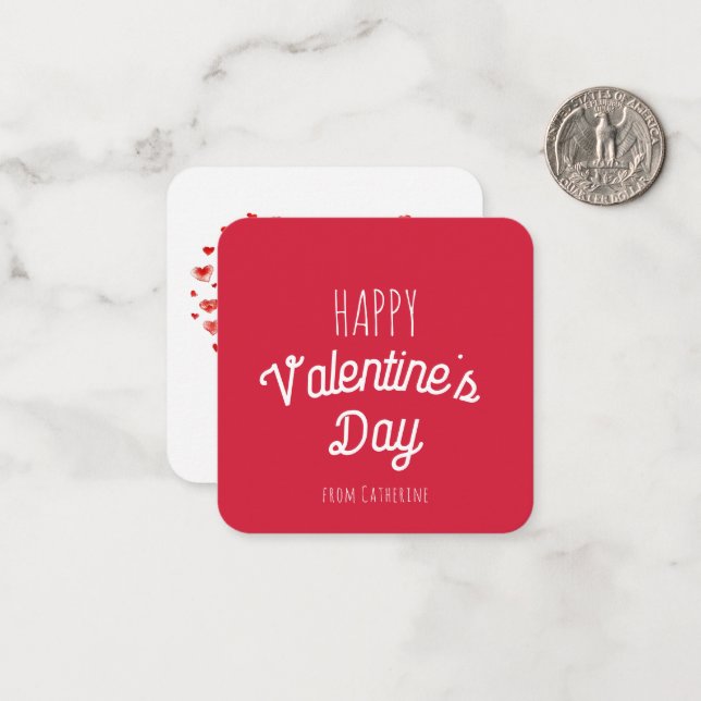 Tarjeta Pequeña Corazones rojos felices Día de San Valentín (Anverso/Reverso In Situ)