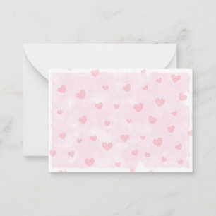 Tarjeta Pequeña Corazones Rojos Rosados Acuarela San Valentín en B