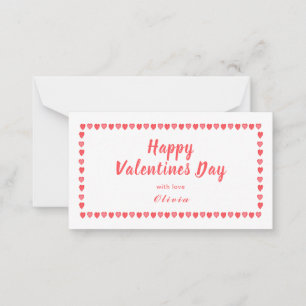 Tarjeta Pequeña Corazones rosas y blancos Día de San Valentín mini