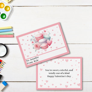 Tarjeta Pequeña Corazones rosas y Macaron Mini San Valentín