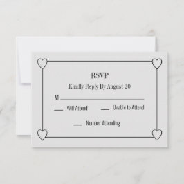Tarjeta Pequeña Corazones simples y románticos Boda blanca RSVP