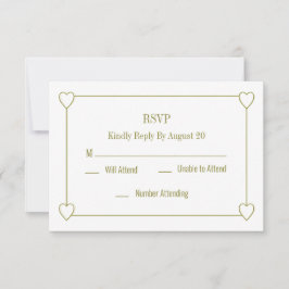 Tarjeta Pequeña Corazones simples y románticos Boda blanca RSVP