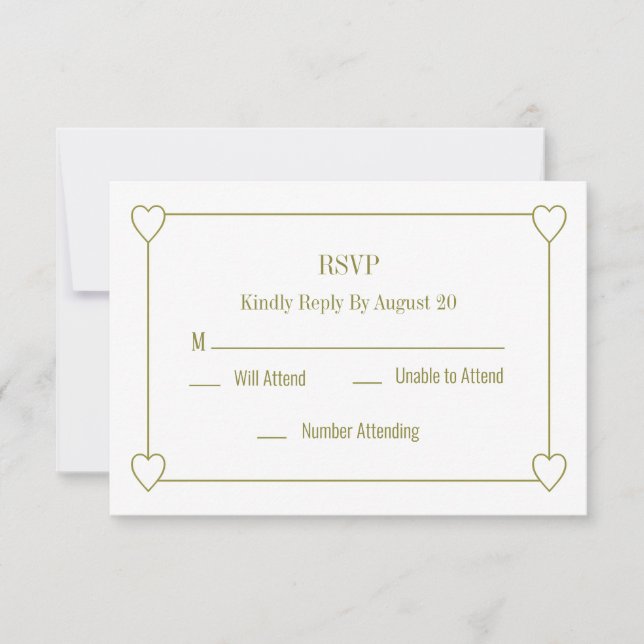 Tarjeta Pequeña Corazones simples y románticos Boda blanca RSVP (Anverso)
