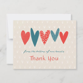 Tarjeta Pequeña Corazones Verde azulados Rojo