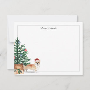Tarjeta Pequeña Corgi árbol de Navidad festivo