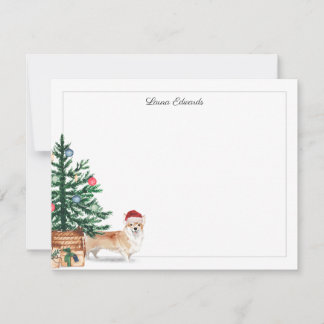 Tarjeta Pequeña Corgi árbol de Navidad festivo