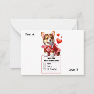 Tarjeta Pequeña Corgi Cachorro Personalizable San Valentín