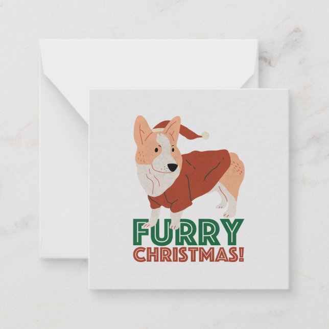 Tarjeta Pequeña Corgi lindo con un bollo de Navidades: Navidades f (Anverso)