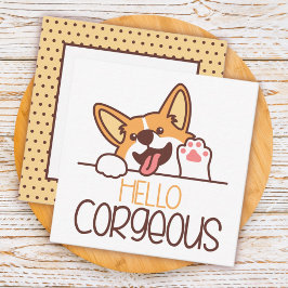 Tarjeta Pequeña Corgi Perro Hola Adorable