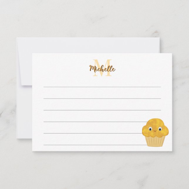 Tarjeta Pequeña  Corn Muffin Cute Drawing Lined Monogram  (Anverso)