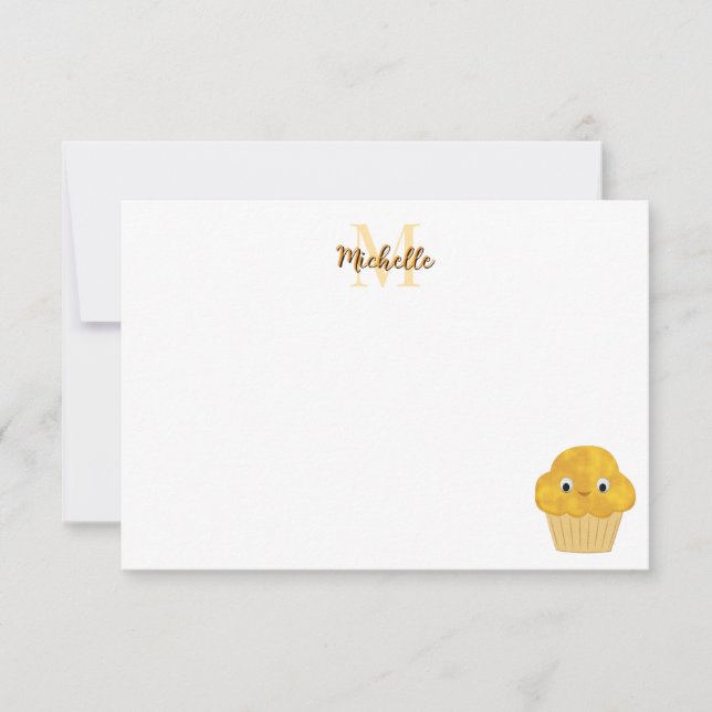 Tarjeta Pequeña  Corn Muffin Cute Drawing Monogram Personalized (Anverso)