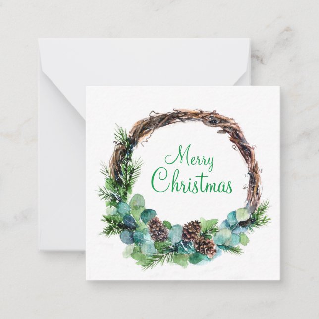 Tarjeta Pequeña Corona de acuarela de piñas (Anverso)