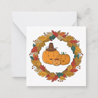 Tarjeta Pequeña Corona de calabaza familiar de otoño
