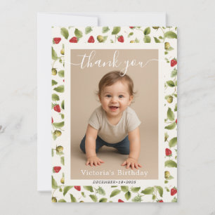 Tarjeta Pequeña Corona de flores silvestres de fresa dulce roja pa