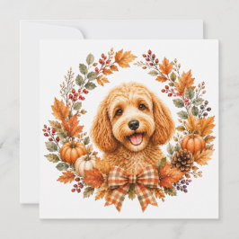Tarjeta Pequeña Corona de Otoño Cockapoo
