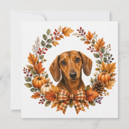 Tarjeta Pequeña Corona de Otoño Dachshund