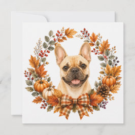 Tarjeta Pequeña Corona de otoño de Bulldog Francés
